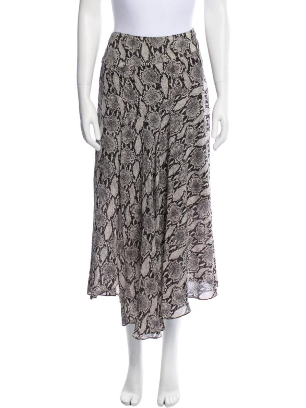 A.L.C. Snakeskin Silk Midi Length Skirt